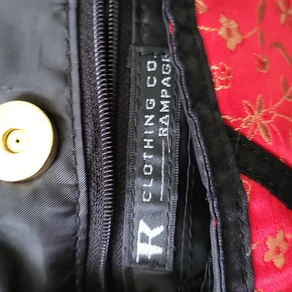 Red Asian Inspired Designed Embroidered Dragons Center Tote Bag By Rampage - Picture 5 of 8